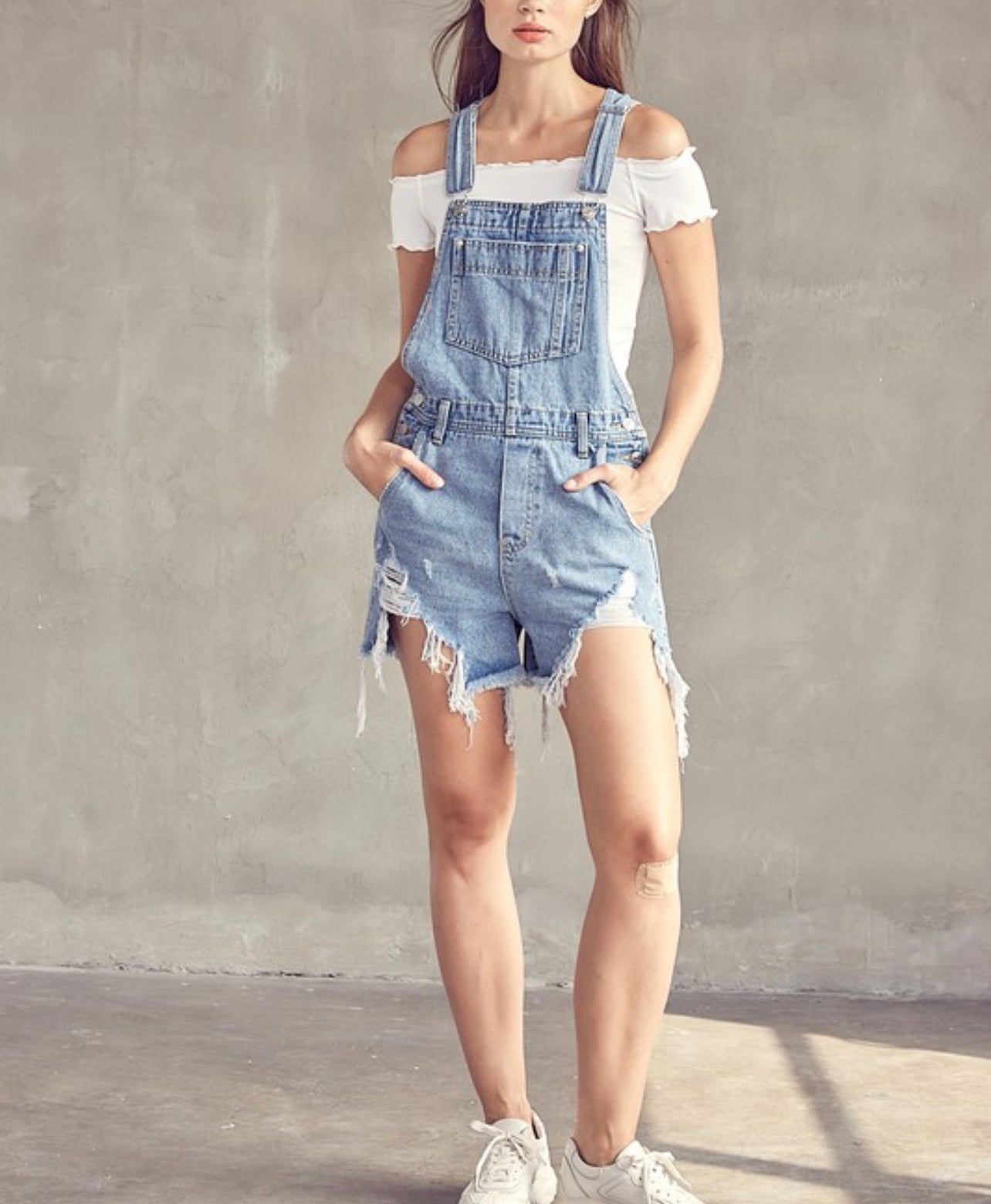 Distressed Denim Overall Shorts | Shop What's New at Papaya Clothing | Overall  shorts, Denim overalls shorts, Overalls